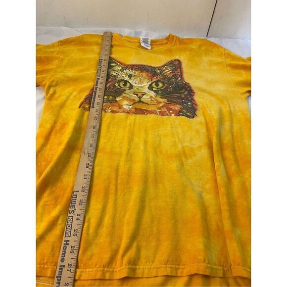 Cat Face lover tshirt yellow orange color tie dye Large 100 cotton - Picture 5 of 7